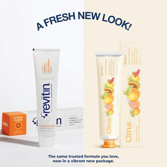 Revitin - Prebiotic Tandpasta – Fluoridevrij - Natuurlijk – Citrus Smaak - 96g